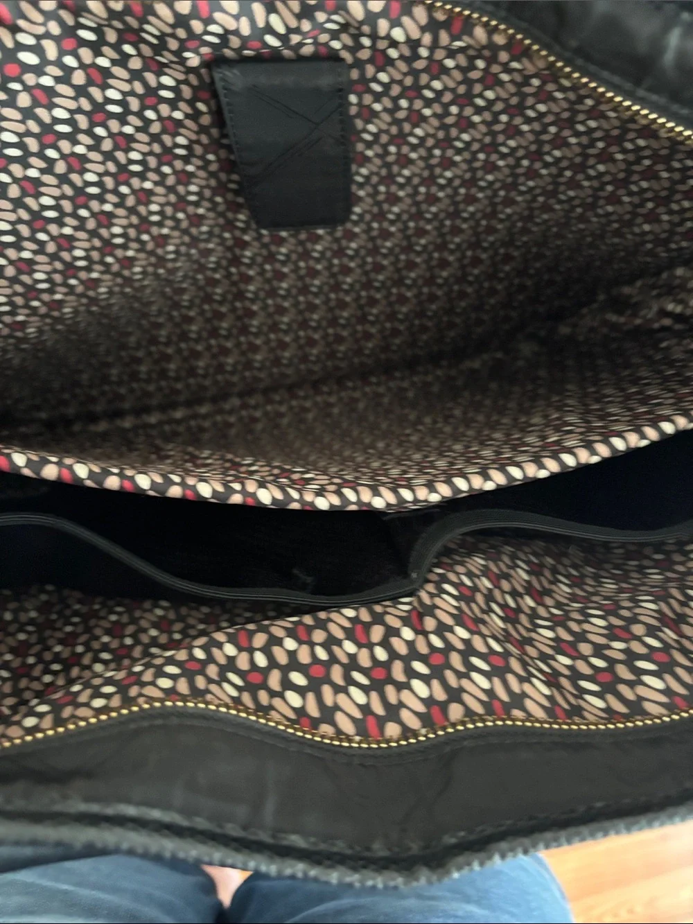 Vera Bradley Black Quilted Laptop Tote with Red Stitching